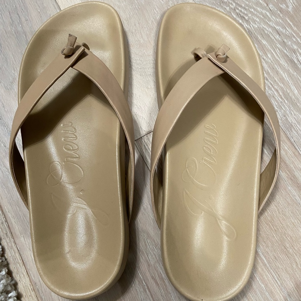 J. Crew Tan Leather Flip Flop Thong Sandals